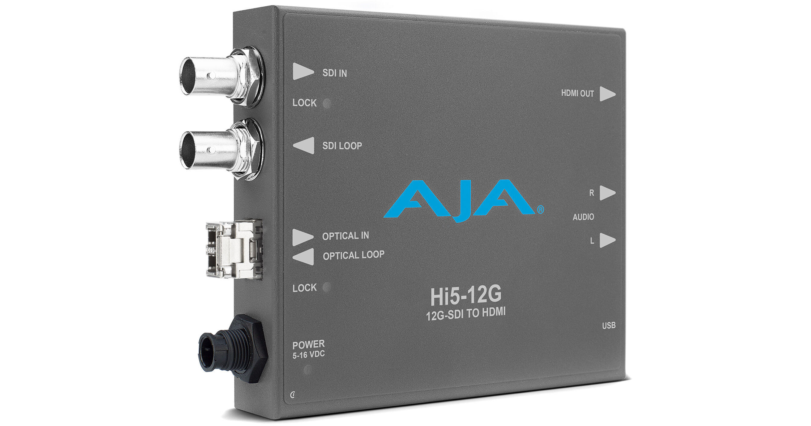 AJA Hi5-12G-R 12G-SDI to HDMI 2.0 Mini-Converter with Fiber LC Receiver