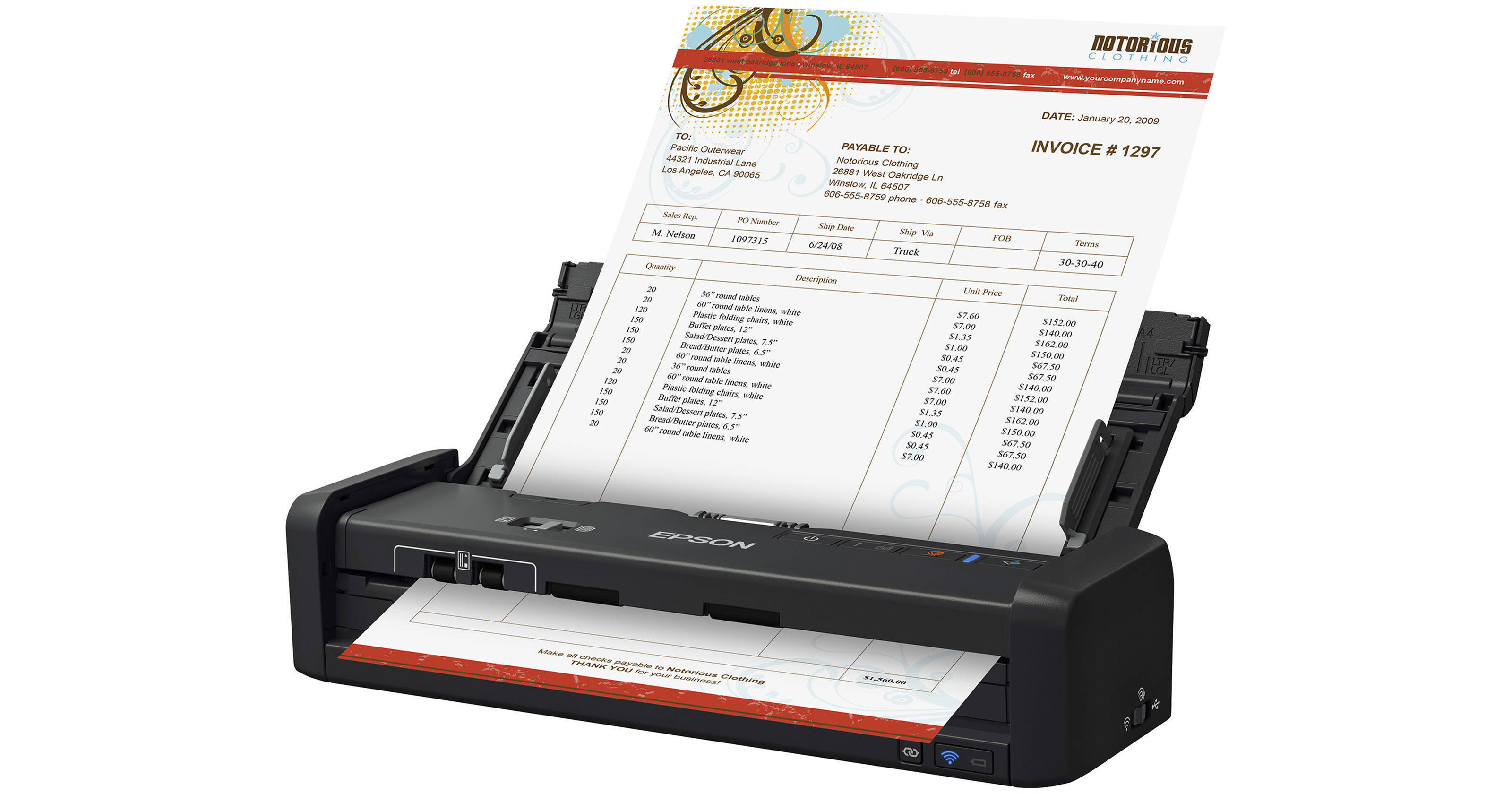 Epson Workforce ES300WR Wireless Accounting Scanner B11B242201R