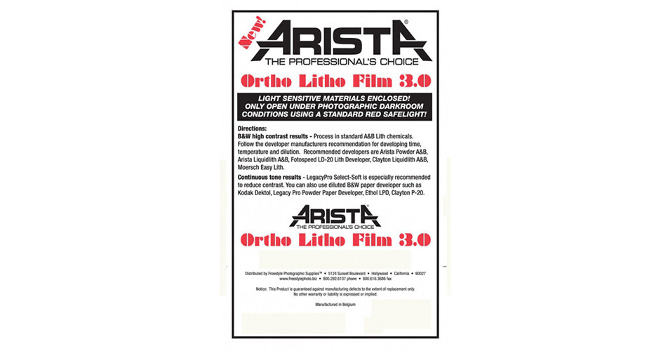 Arista Ortho Litho 3.0 Film (8.5 x 11