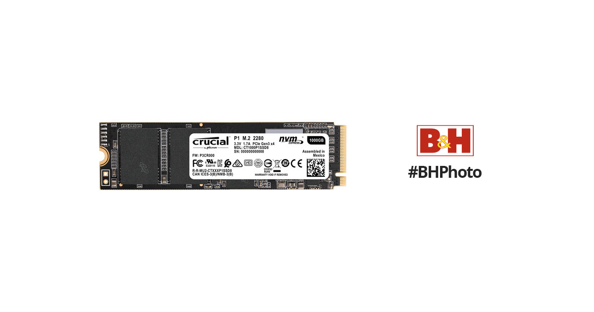 Crucial P1 - SSD - 1 To - interne - M.2 2280 - PCIe 3.0 x4 (NVMe)