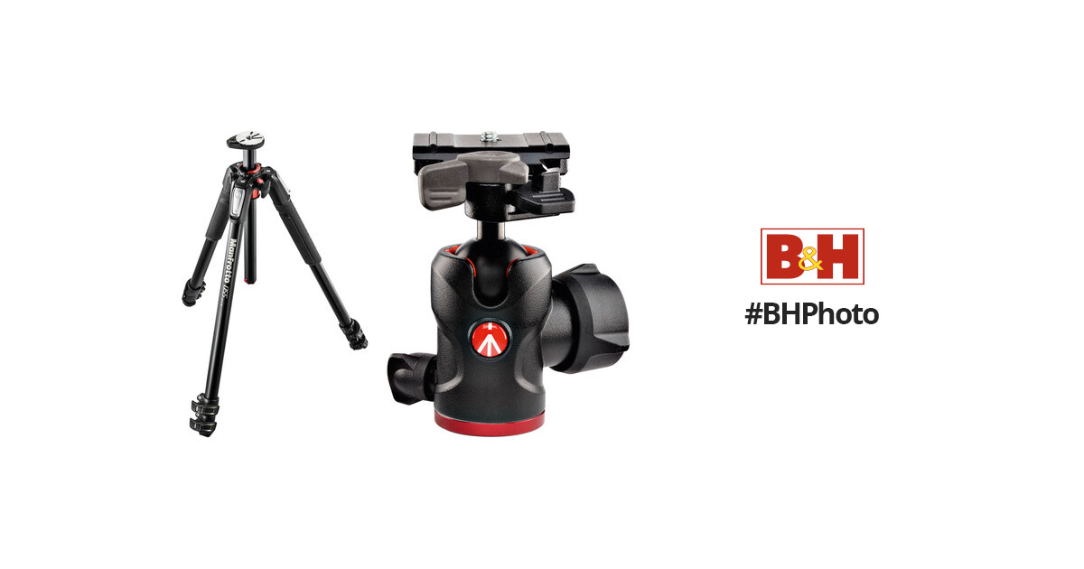 Manfrotto MT055XPRO3 Aluminum Tripod and 494 Ball Head with 200PL-PRO Quick  Release Plate Kit