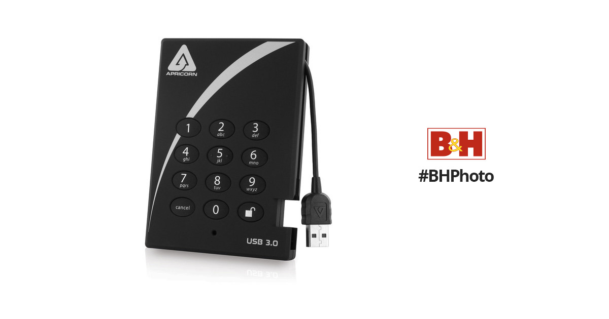 Apricorn 8TB Aegis Padlock USB 3.0 A25-3PL256-S8000 B&H Photo