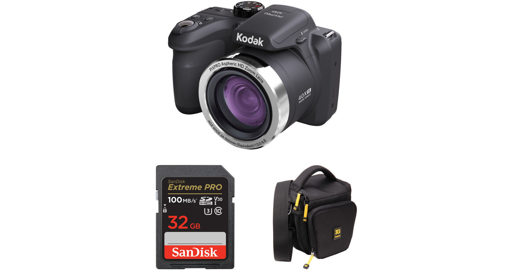 Kodak PIXPRO AZ401 Digital Camera Basic Kit (Black) B&H Photo