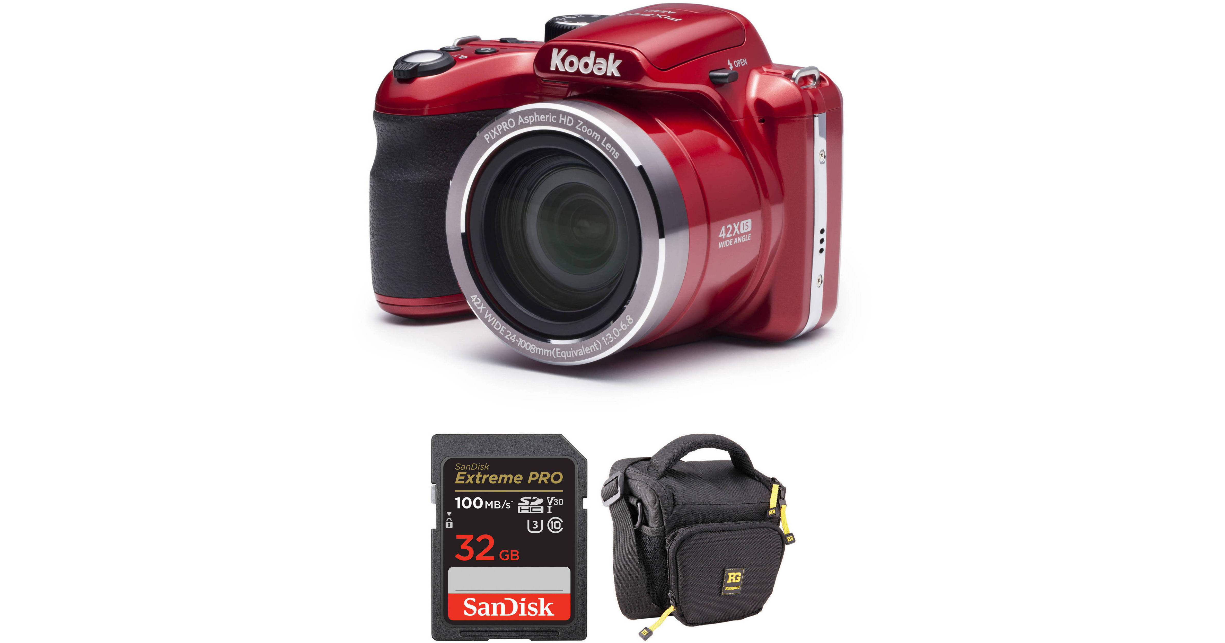 Kodak PIXPRO AZ421 Digital Camera Basic Kit (Red) B&H Photo