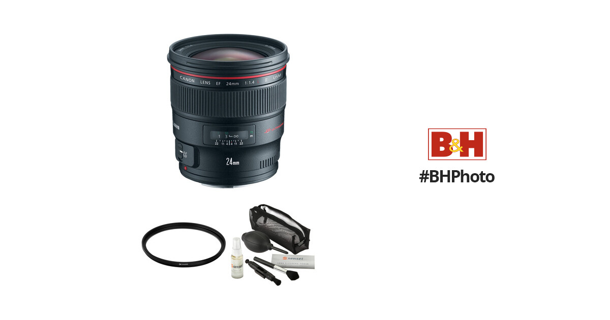 Canon EF 24mm f/1.4L II USM Lens with Accessories Kit