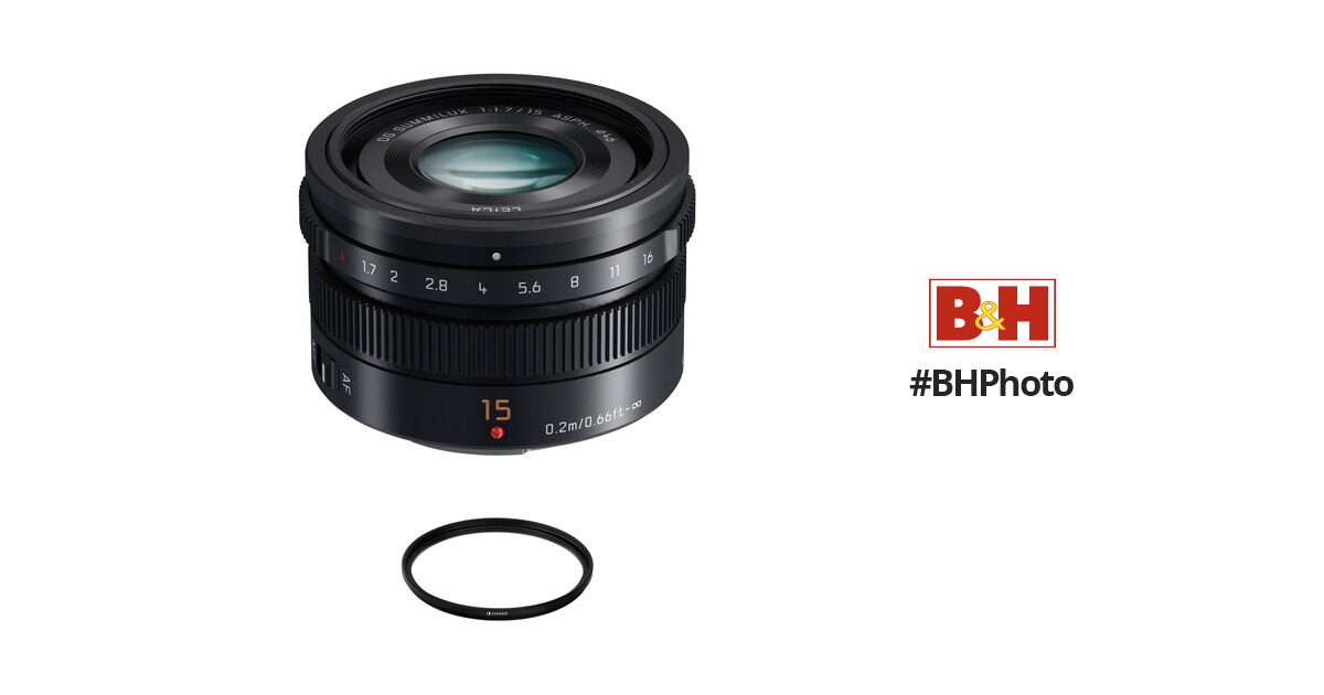 Panasonic Leica DG Summilux 15mm f/1.7 ASPH. Lens with Lens Care
