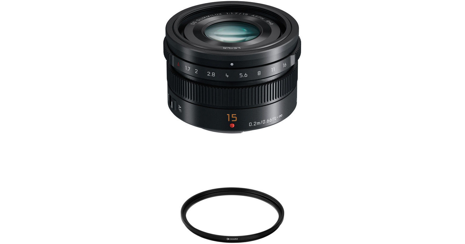 Panasonic Leica DG Summilux 15mm f/1.7 ASPH. Lens with Lens Care