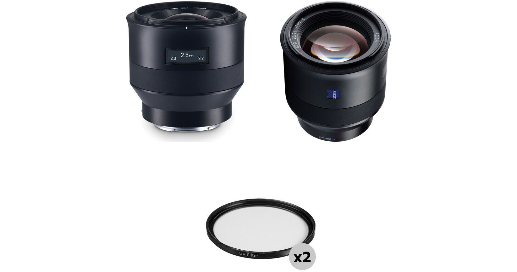 ZEISS Batis 25mm and 85mm Lens Kit with UV Filters for Sony E