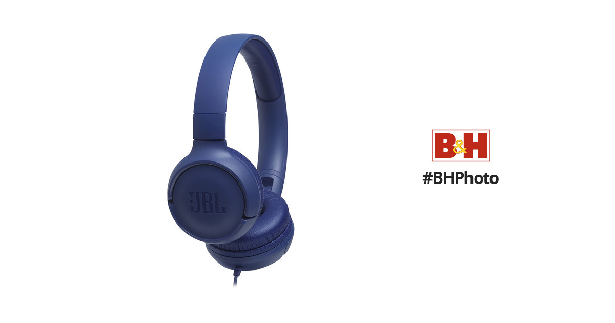 JBL TUNE 500 Wired On-Ear Headphones (Blue) JBLT500BLUAM B&H