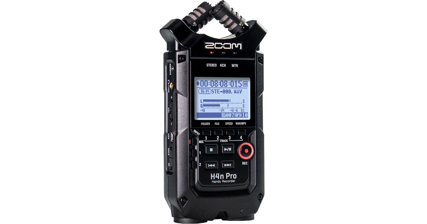 Zoom H4n Pro All Black 4-Track Portable Recorder (2020 Model) With Zoom  AD-14 AC Adapter, Windbuster, 16GB Memory Card & USB Cable Bundle