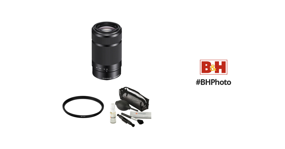 Sony E 55-210mm f/4.5-6.3 OSS Lens with UV Filter Kit (Black)