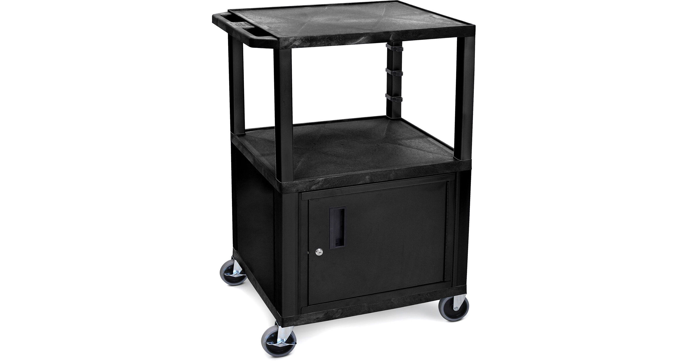 Luxor 42"H Av Cart 3 Shelves, Cab Black Legs WT42C2 B&H