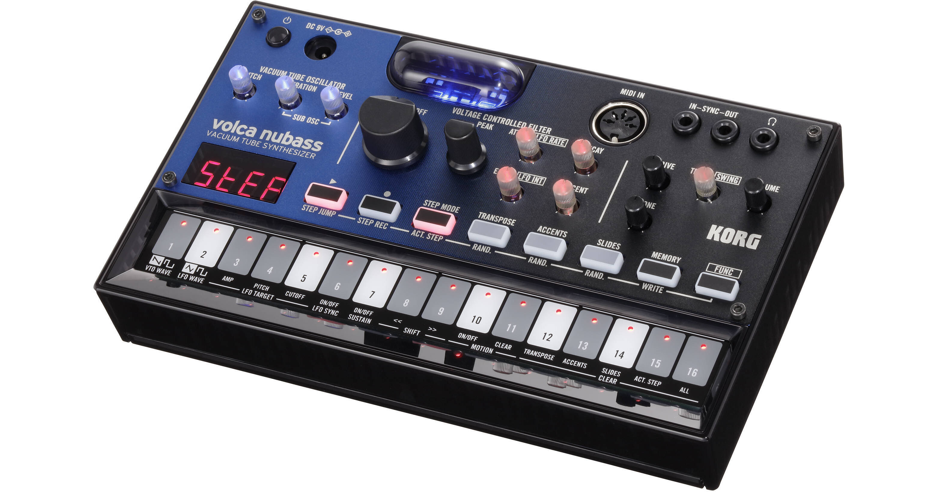 Korg Volca Nubass Vacuum Tube Synthesizer with 16-Step Sequencer