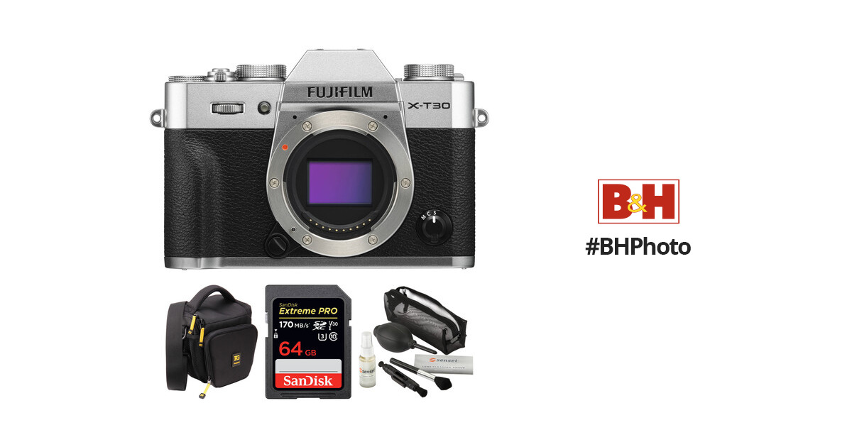 FUJIFILM X-T30 Mirrorless Camera with Accessories Kit (Silver)