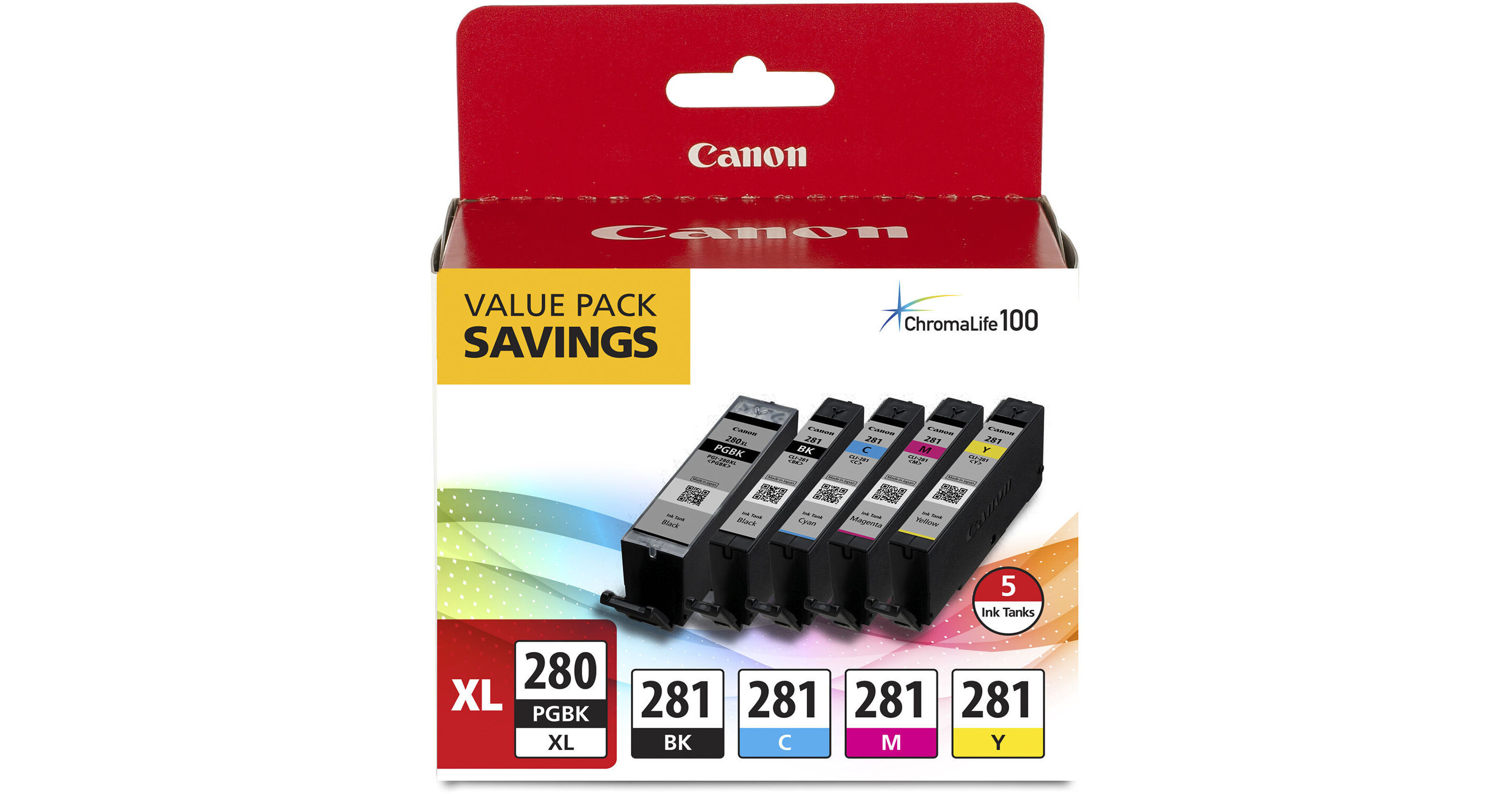 Canon PGI-280 XL / CLI-281 5-Color Pack For Select PIXMA