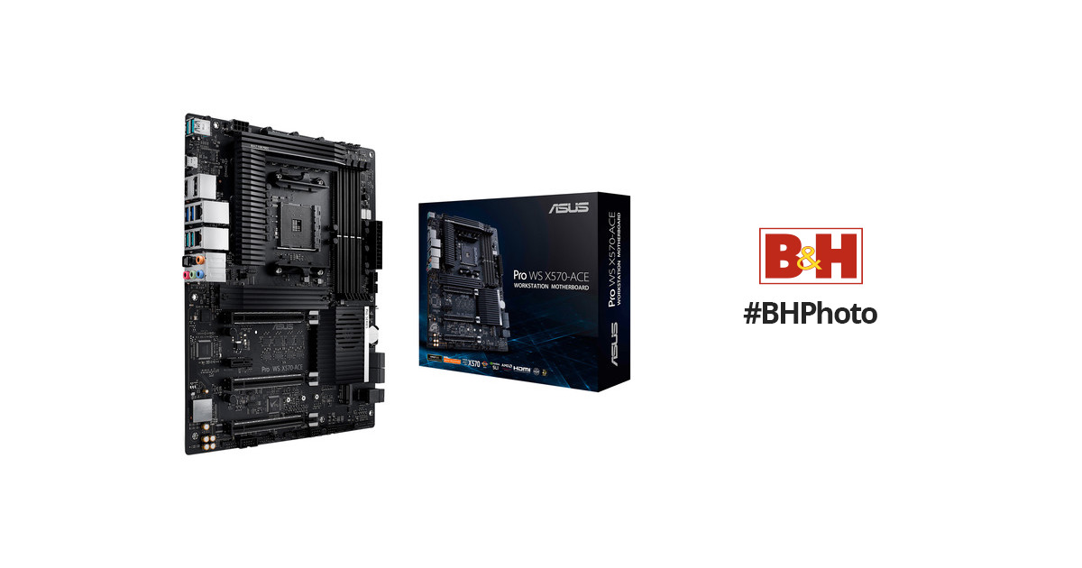 ASUS AMD AM4 Pro WS X570-Ace ATX Workstation Motherboard with 3 PCIe 4.0  X16, Dual Realtek and Intel Gigabit LAN, DDR4 ECC Memory Support, Dual M.2
