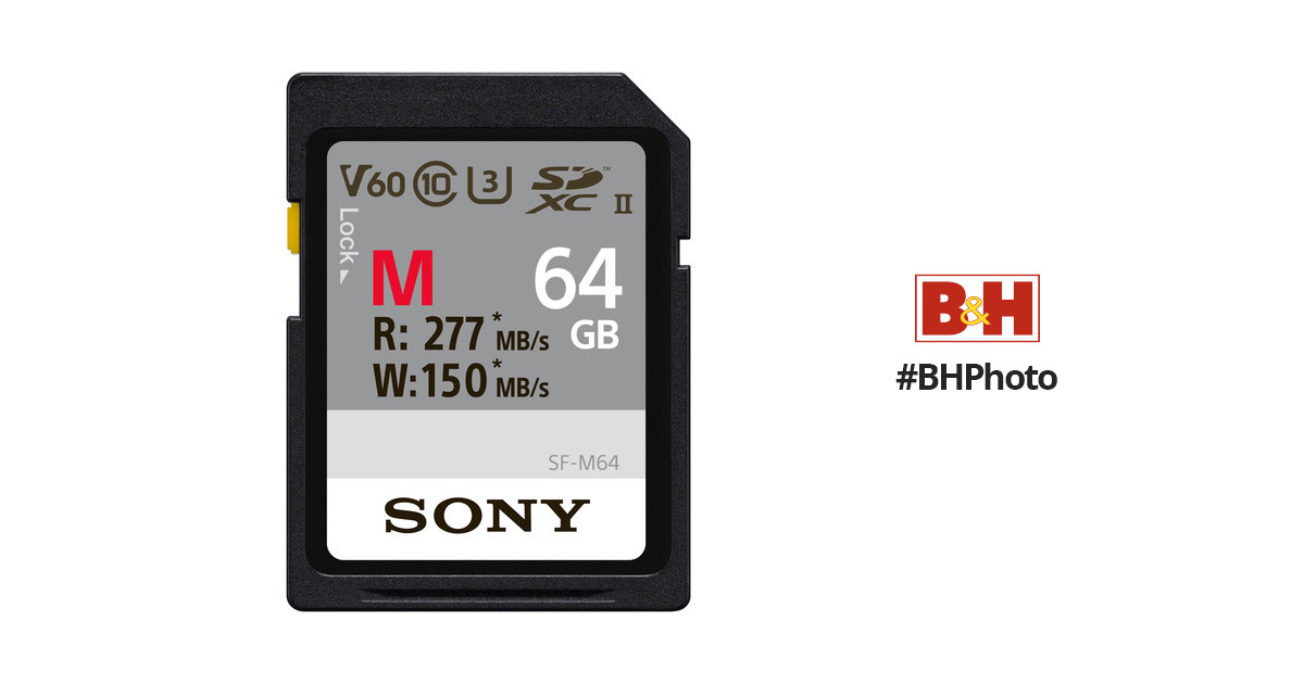 Sony 64GB SF-M UHS-II SDXC Memory Card SF-M64/T2 B&H Photo Video