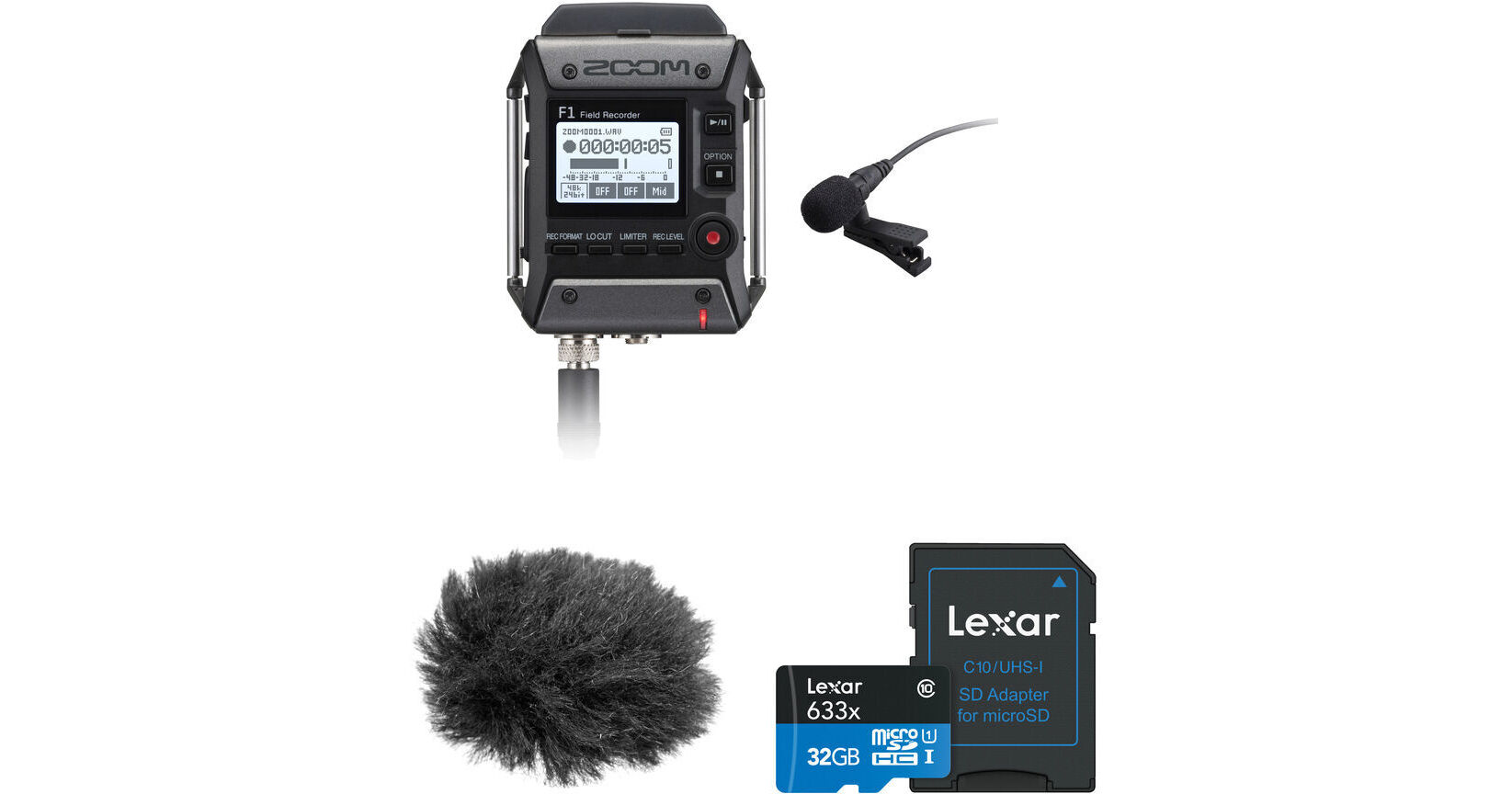 Zoom F1-LP Portable Field Recorder with Lavalier Microphone Kit