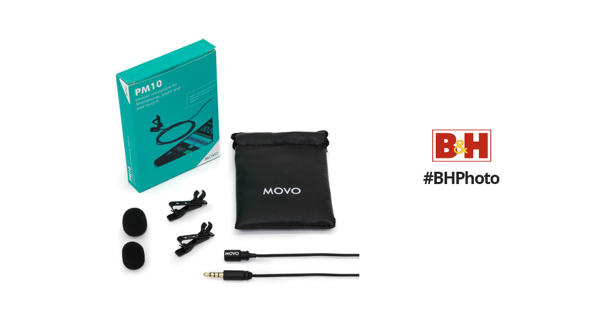 Movo PM10 | Black or White Lavalier Movo Microphone for Smartphones