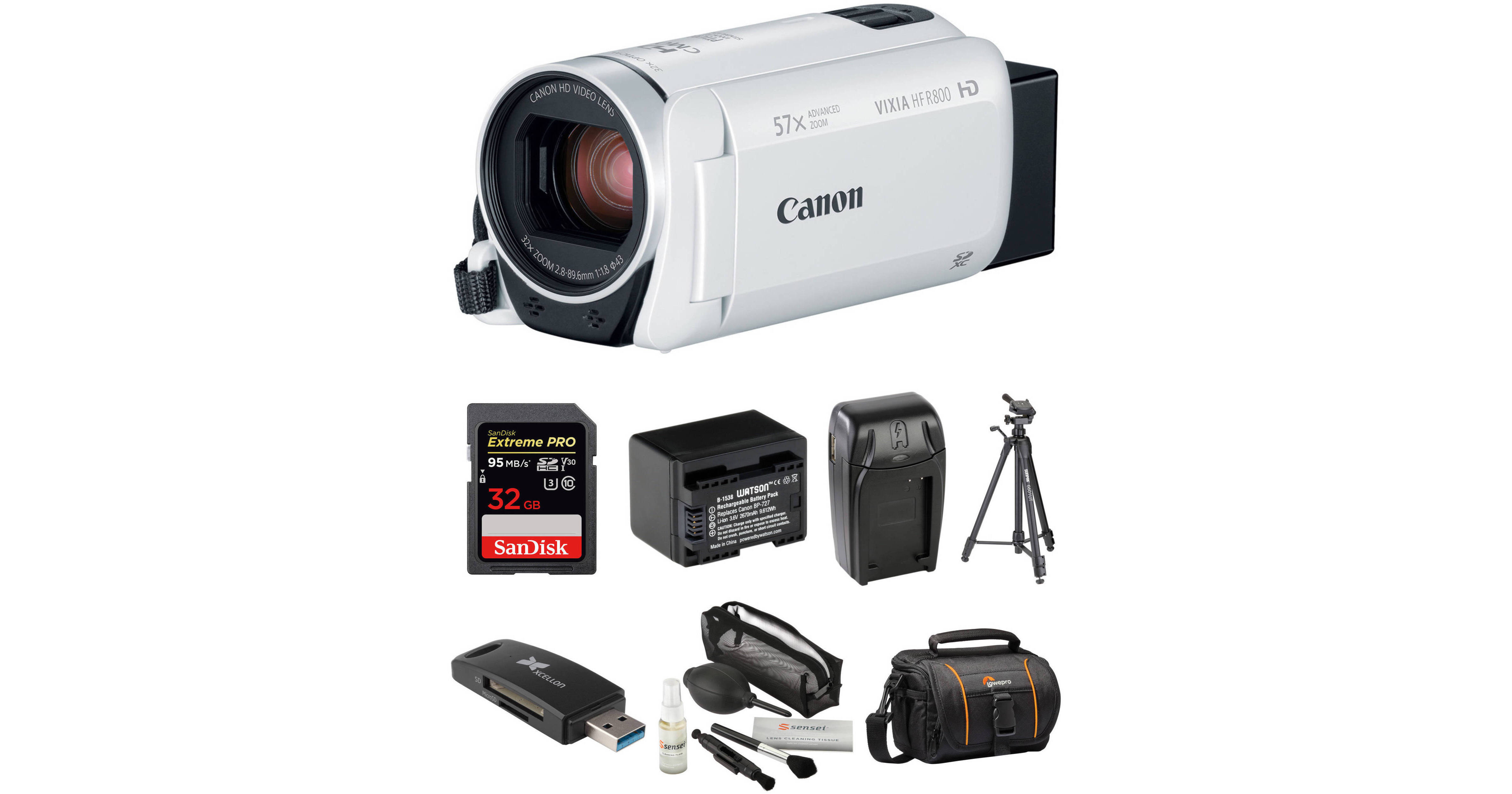 Canon VIXIA HF R800 HD Camcorder Deluxe Kit (White) B&H Photo