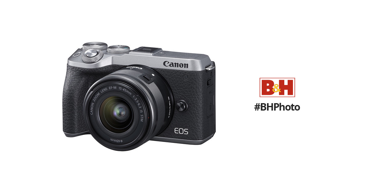 Canon EOS M6 Mark II Mirrorless Camera with 15-45mm Lens and EVF (Silver)