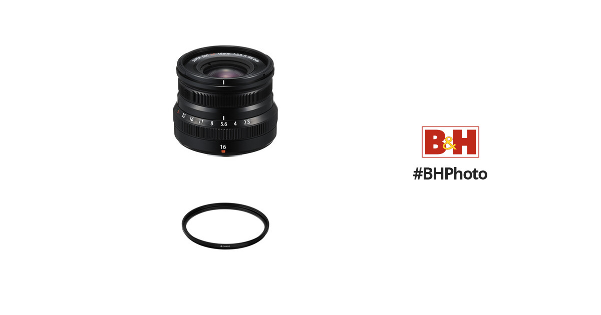 FUJIFILM XF 16mm f/2.8 R WR Lens with UV Filter Kit (Black)