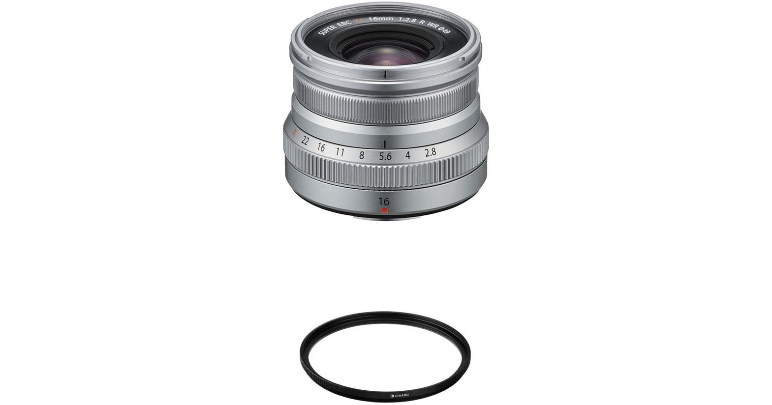 FUJIFILM XF 16mm f/2.8 R WR Lens with UV Filter Kit (Silver)