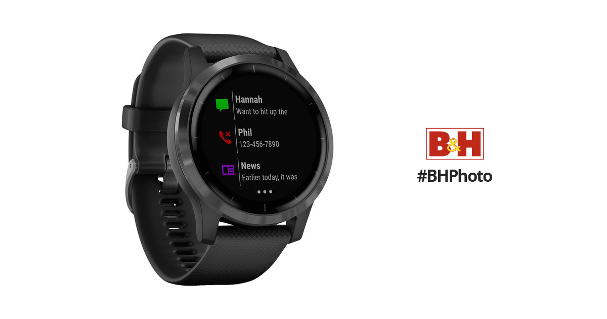 Garmin 010-02174-11 Vivoactive 4 Black With Slate Hardware GPS Fitness  Watch for sale online