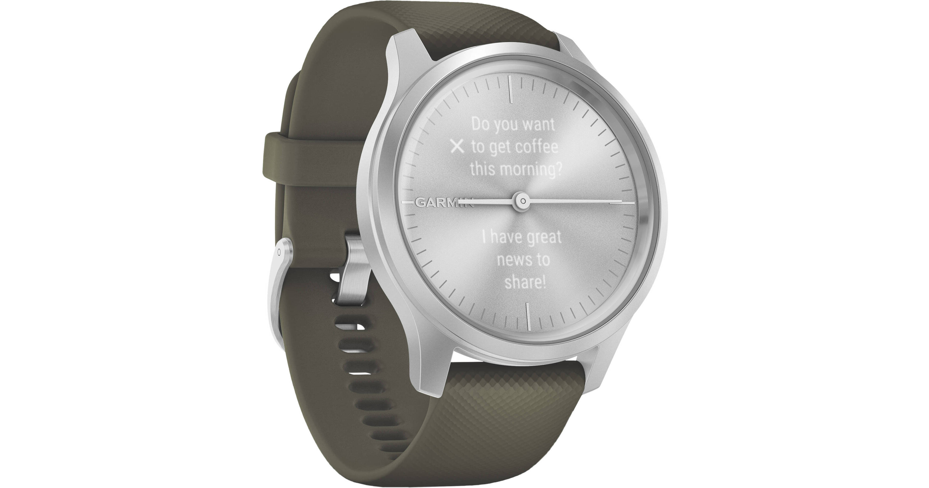 Garmin vivomove Style Silver Fitness Watch with Moss Silicone Band  010-02240-01