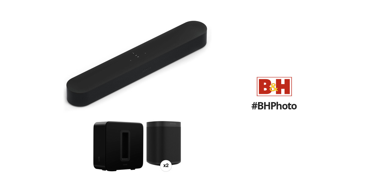 Sonos Beam Soundbar With 2 One Sl Speakers And Sub Kit Black