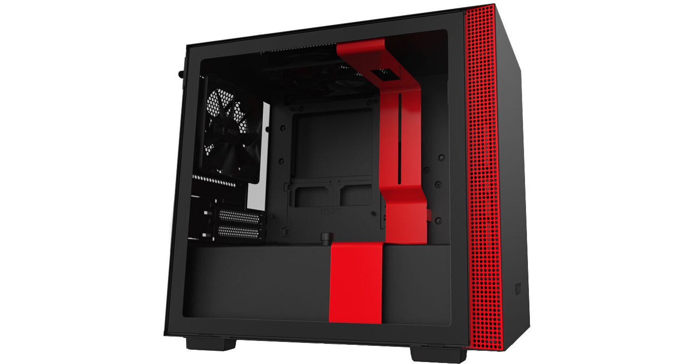 NZXT H210 Mini-Tower Case (Matte Black/Red) CA-H210B-BR B&H