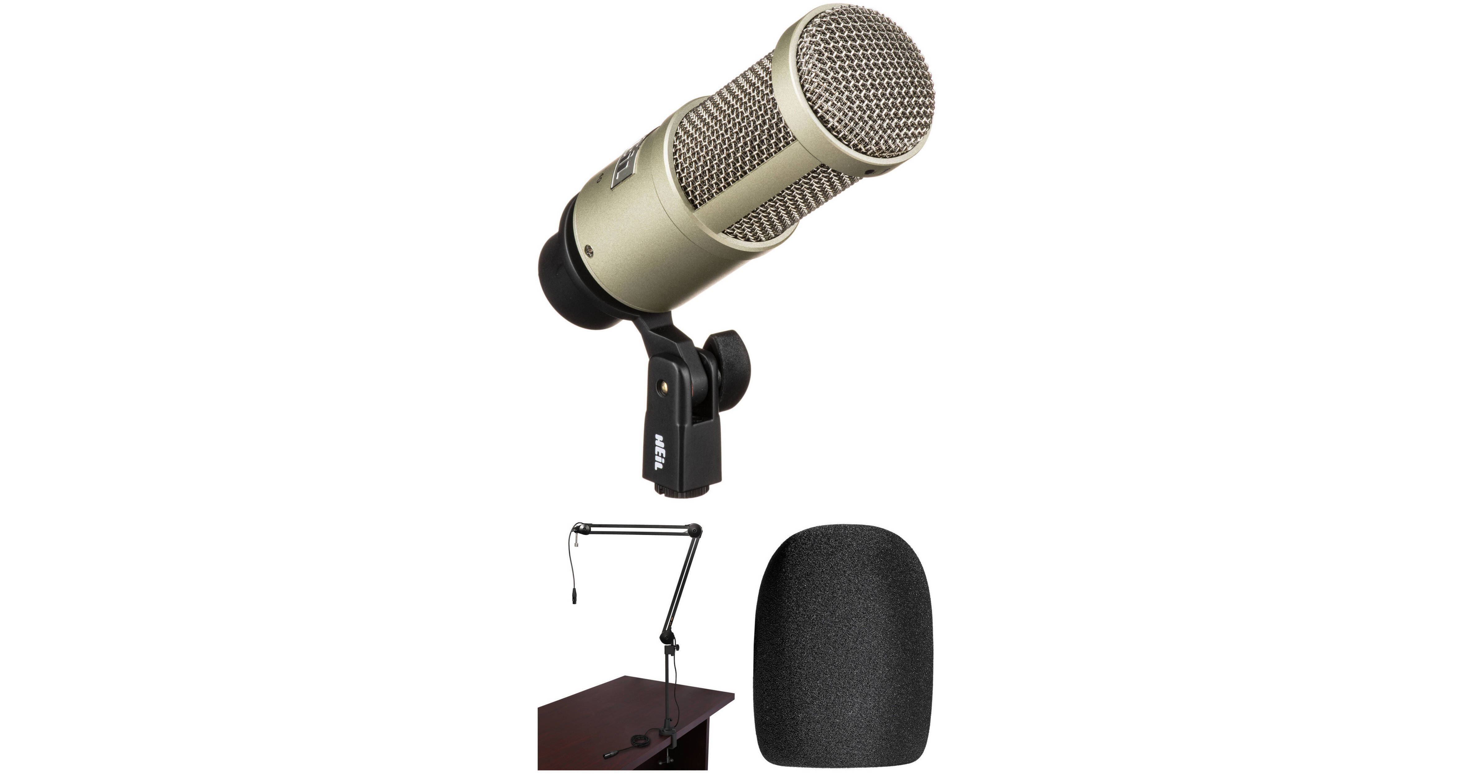 Heil Sound PR 40 Dynamic Cardioid Studio Microphone Kit with Shockmount,  Broadcast Arm, and Windscreen