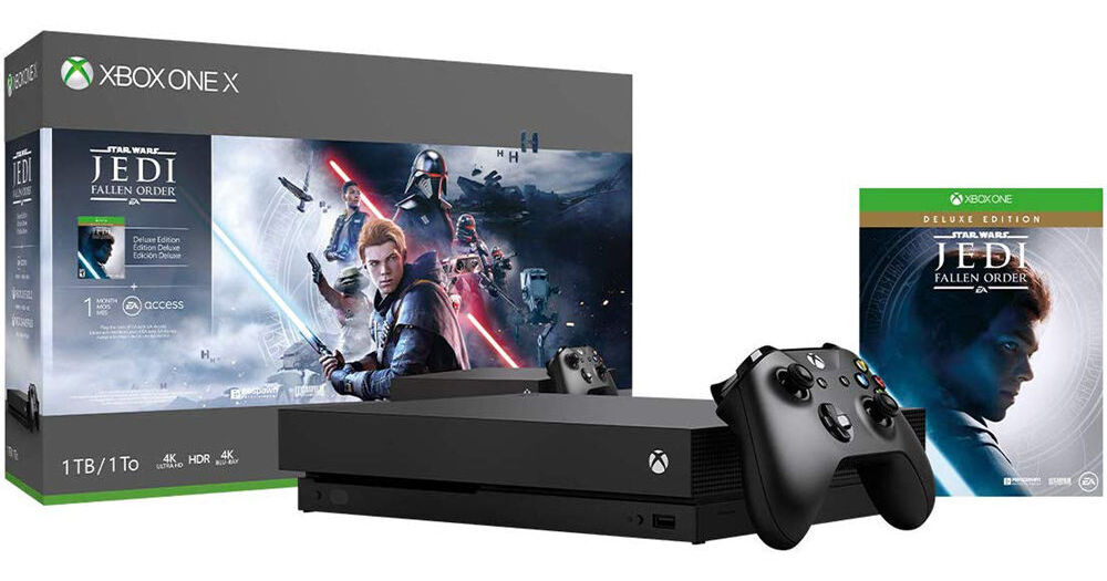 Xbox One X 1TB Star Wars Jedi Bundle Console - Xbox One X Console &  Controller included - Digital download of Star Wars Jedi game - 12GB RAM  1TB HDD 