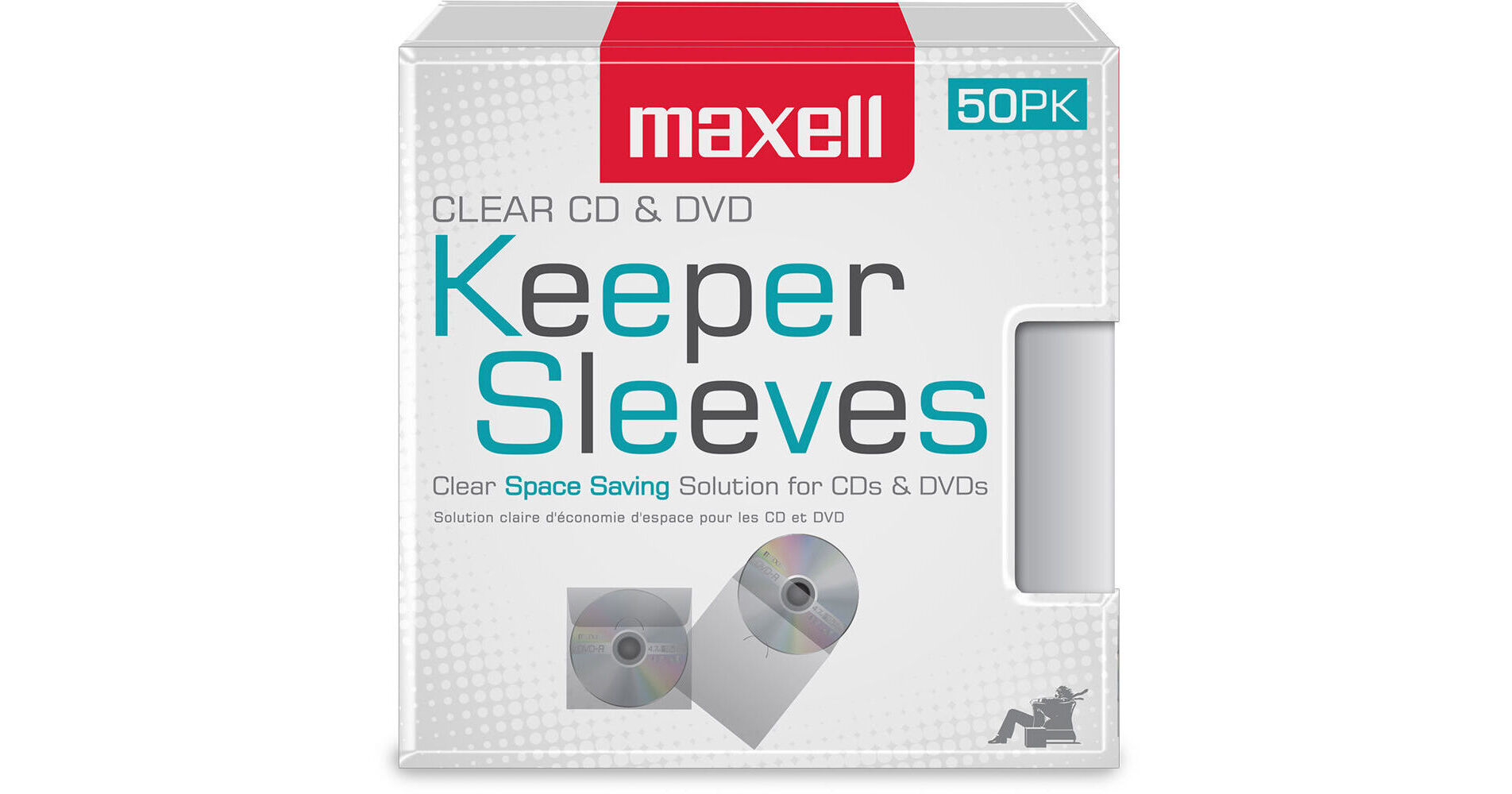 Maxell CD and DVD Keeper Sleeves (Clear, 50Pack) 190150 B&H