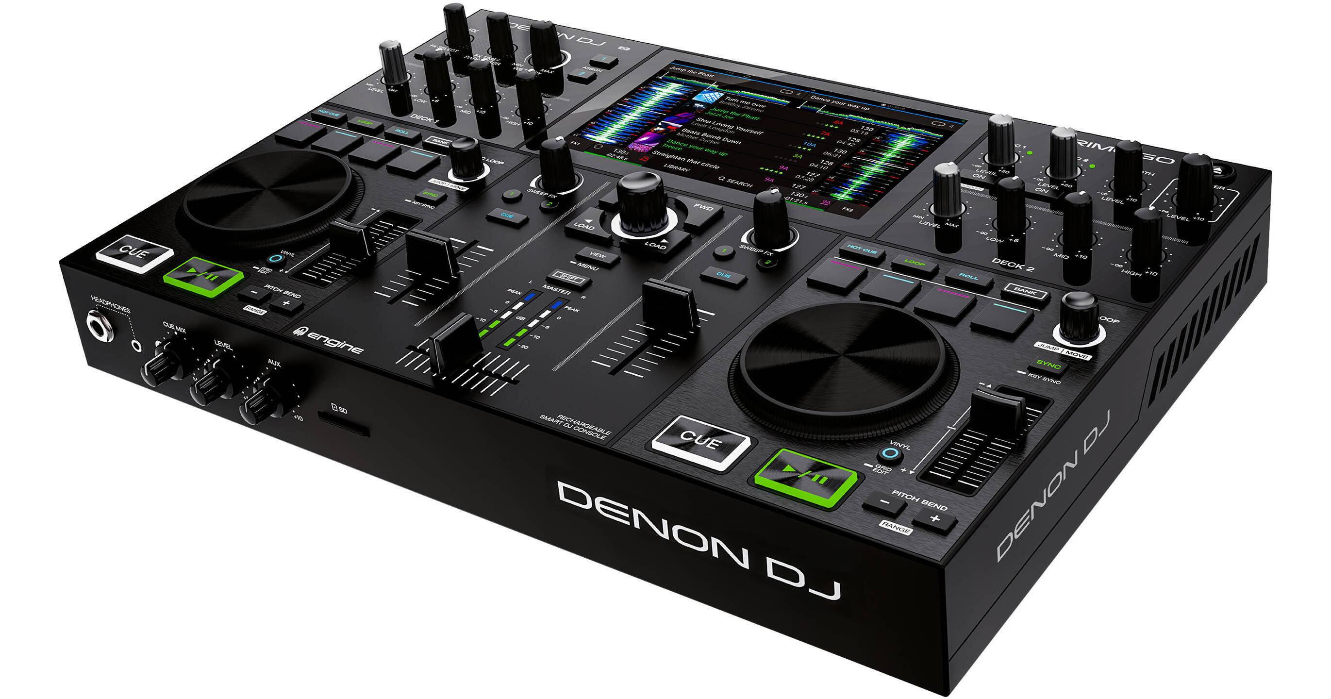 Denon DJ PRIME GO – Portable DJ Controller and Mixer Bundle with  SoundSwitch DMX Lighting Controller