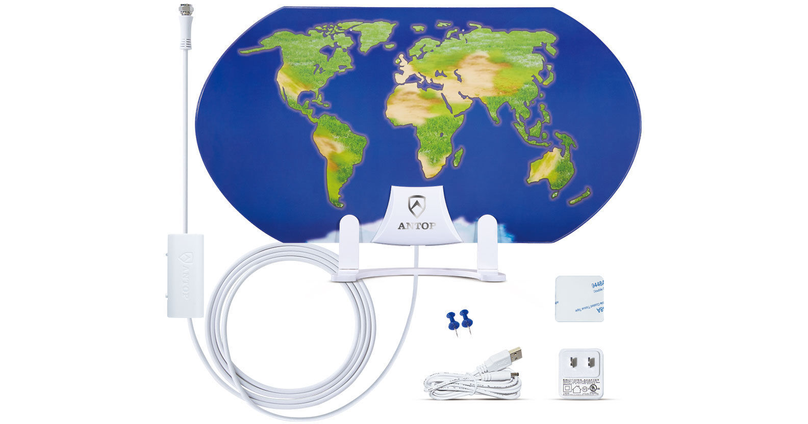 ANTOP Antennas AT122B World Map Amplified Indoor HDTV AT122B