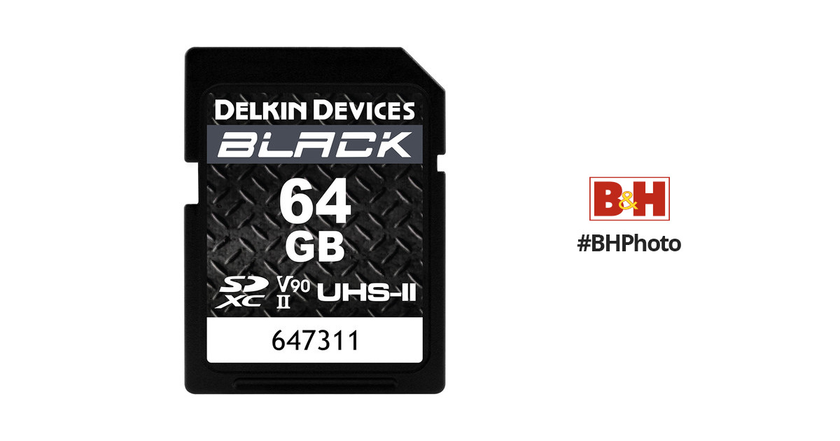 Delkin Devices 64GB BLACK UHS-II SDXC Memory Card DSDBV9064 B&H