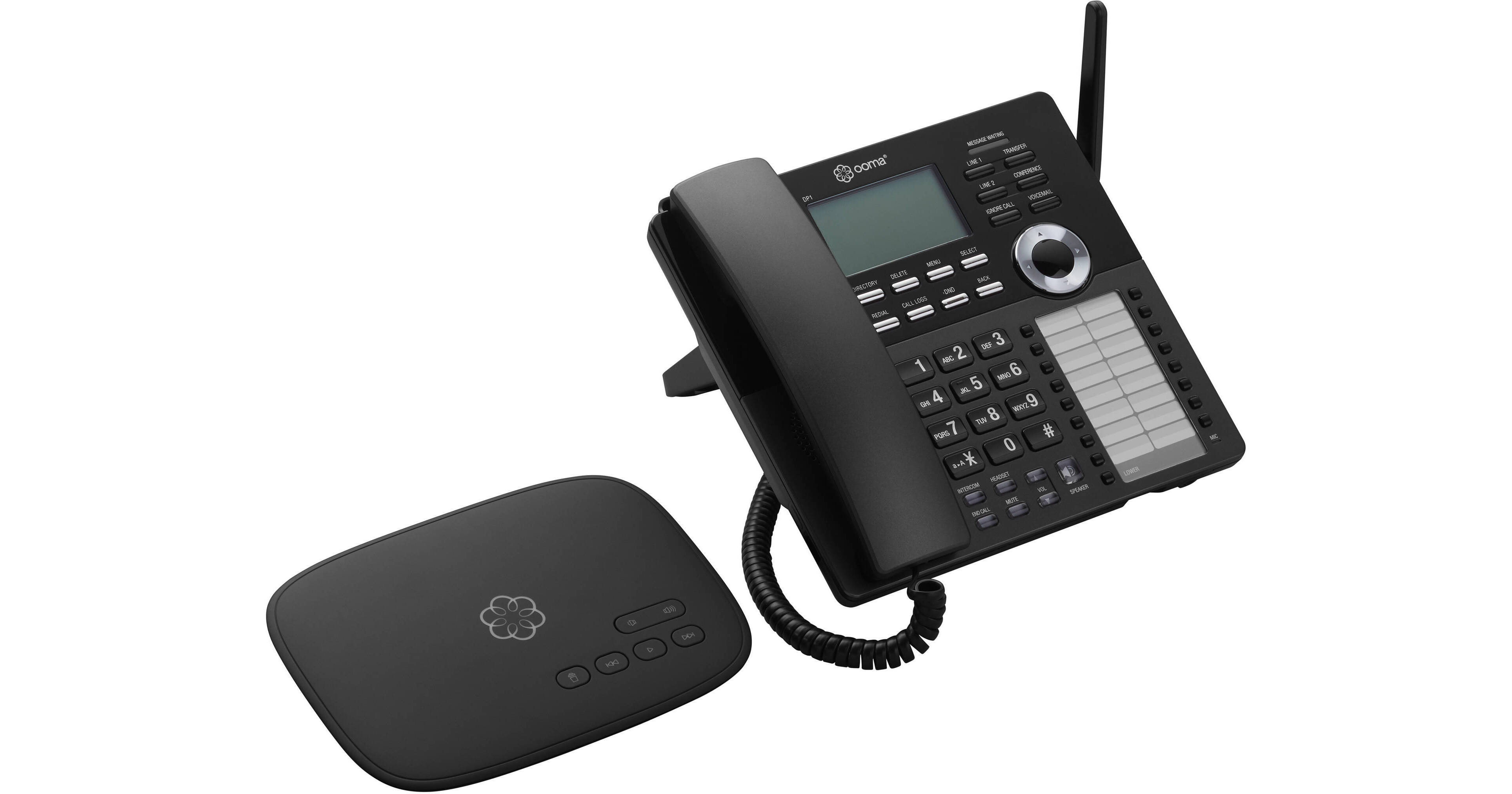 Ooma Telo VoIP Phone System with DP1-T Wireless Desk Phone (Black)