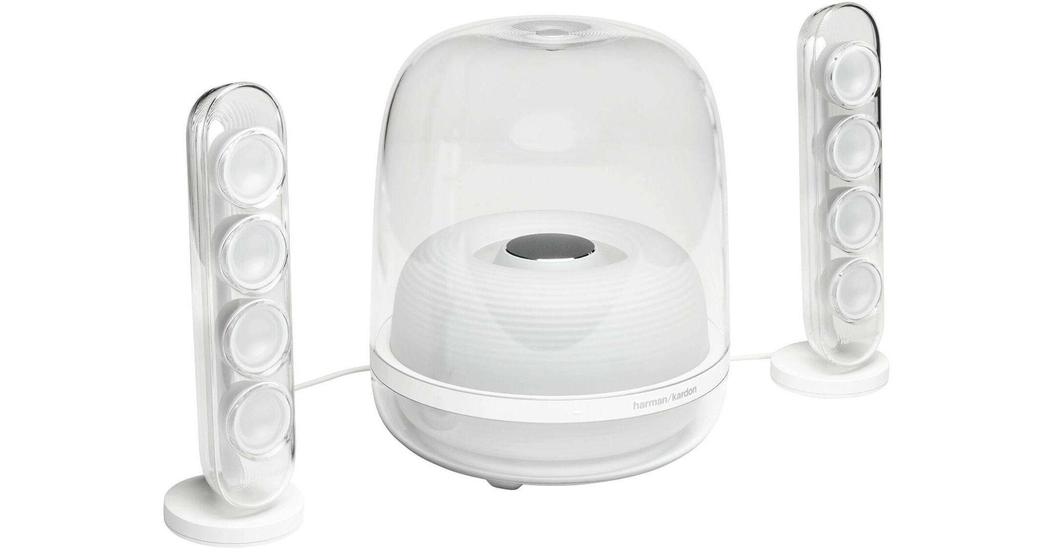 Harman Kardon SoundSticks 5 - Enceintes Bluetooth Design Avec Caisson De Basses Et Lumières Colorées - Blanc