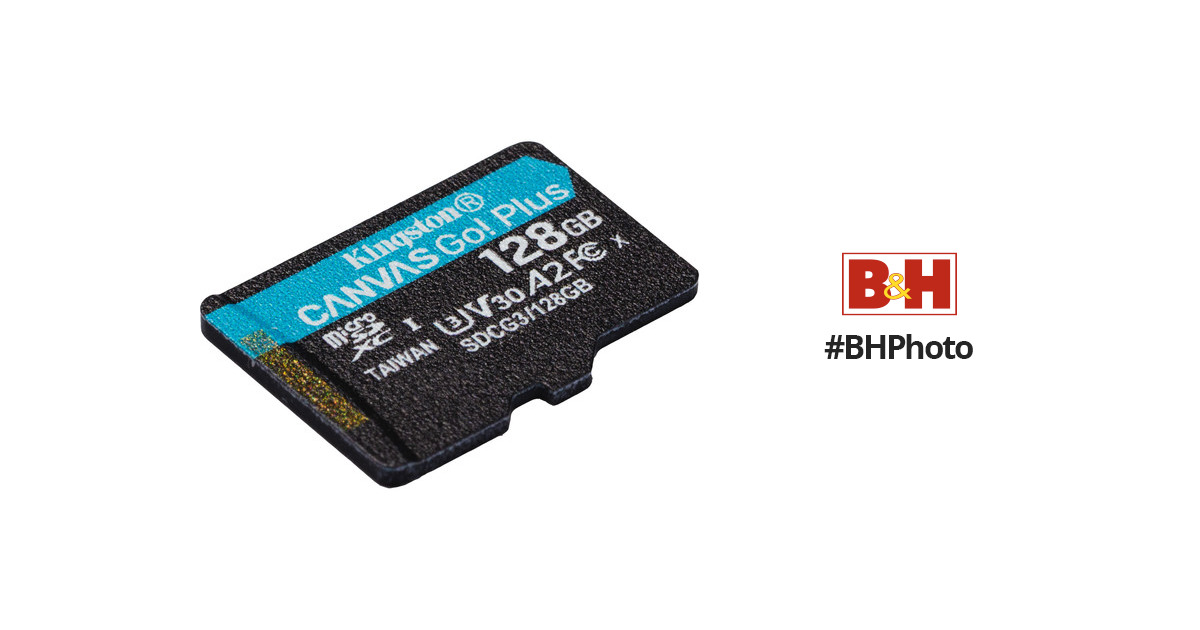 128GB microSDXC Canvas Go Plus 170R A2 U3 V30 Sans SD adaptateur Kingston SDCG3/128GBSP Carte mémoire  microSD 