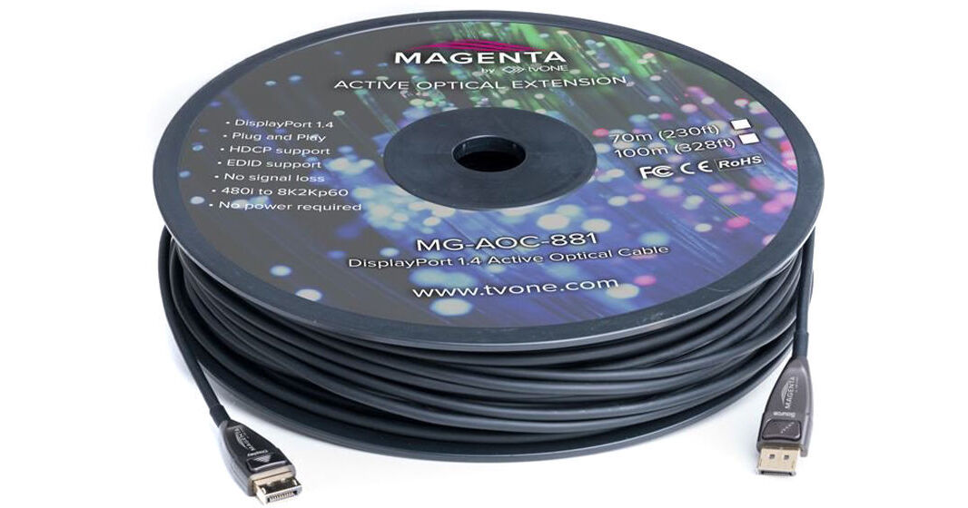 Magenta Active Optical DisplayPort 1.4 Cable (164')
