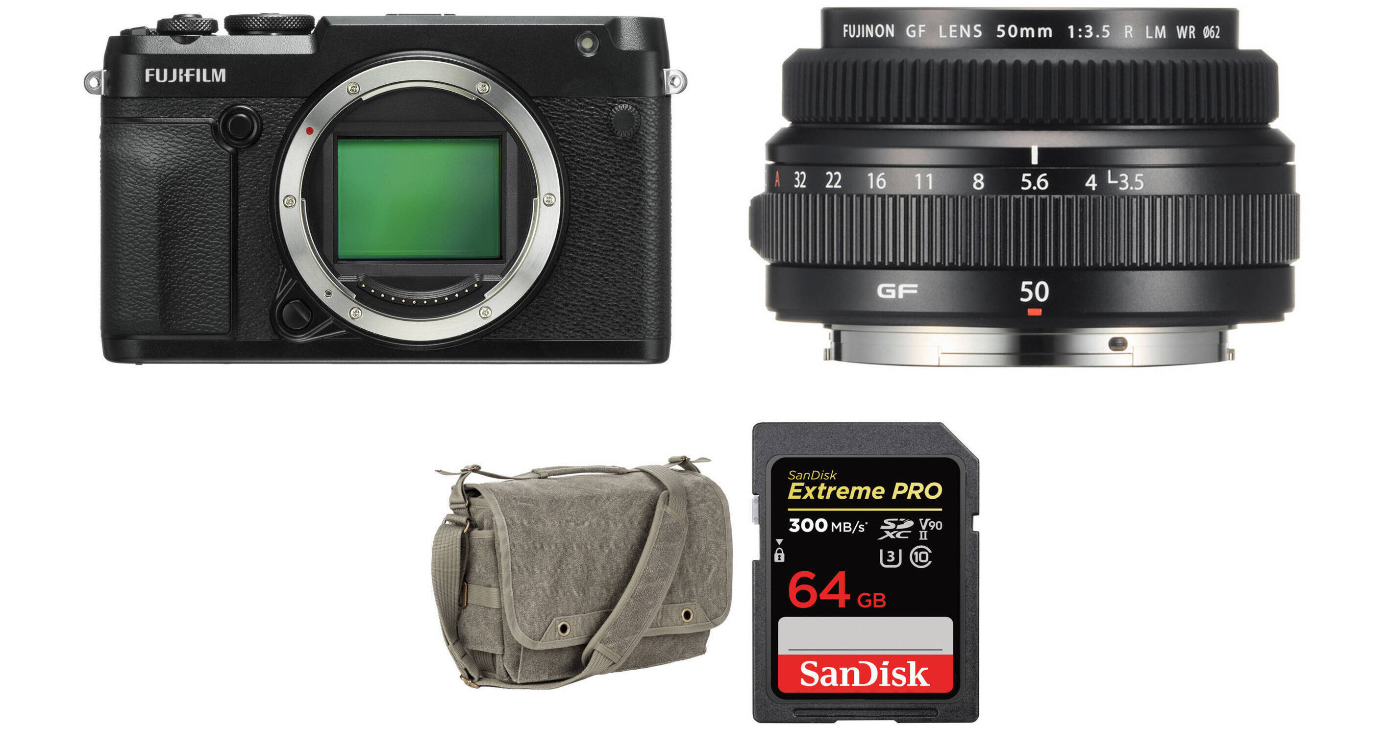FUJIFILM GFX 50R Medium Format Mirrorless Camera with 50mm Lens