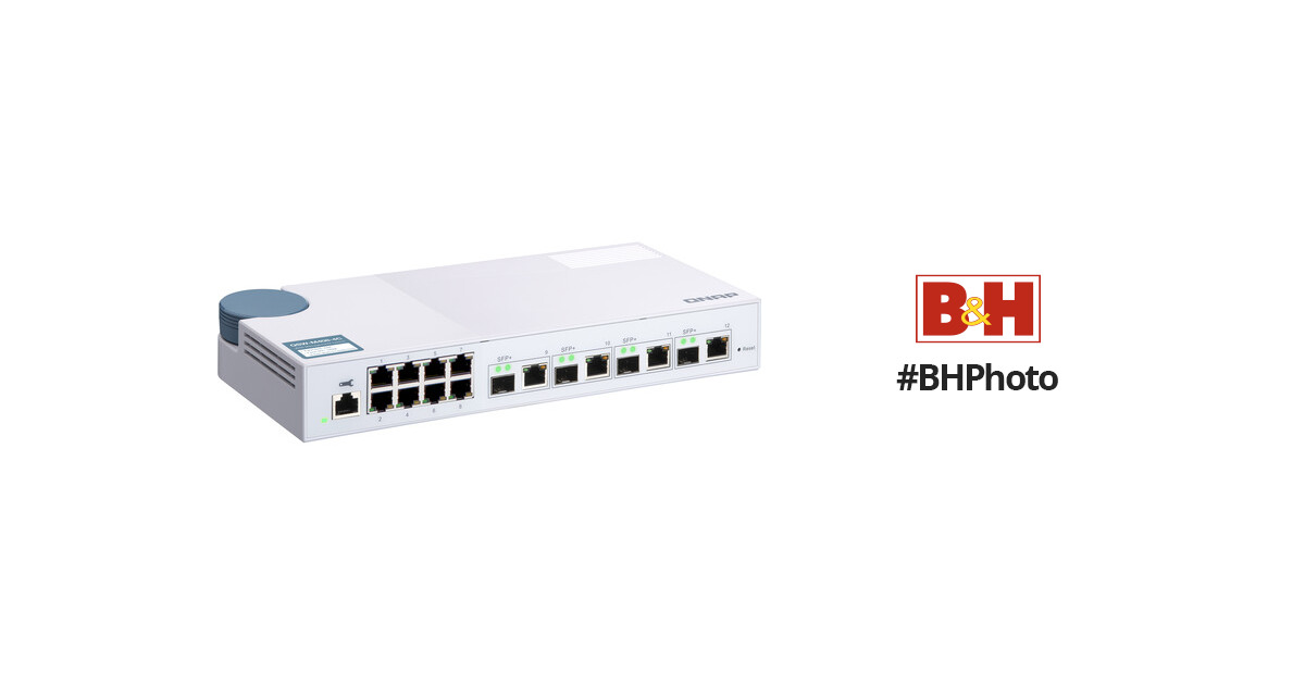 QNAP QSW-M408-4C 12-Port Gigabit Managed Switch with 10G SFP+ / RJ45 Combo  Ports