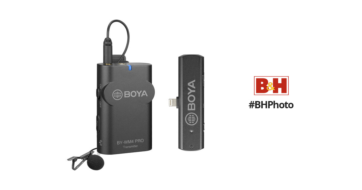 BOYA BY-WM4 PRO-K3 Digital Wireless Omni Lavalier Microphone System for  Lightning iOS Devices (2.4 GHz)