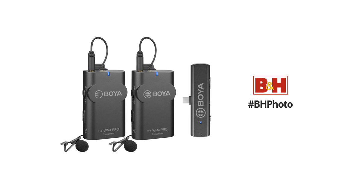 BOYA BY-WM4 PRO-K6 Two-Person Digital Wireless Omni Lavalier Microphone  System for USB-C Devices (2.4 GHz)
