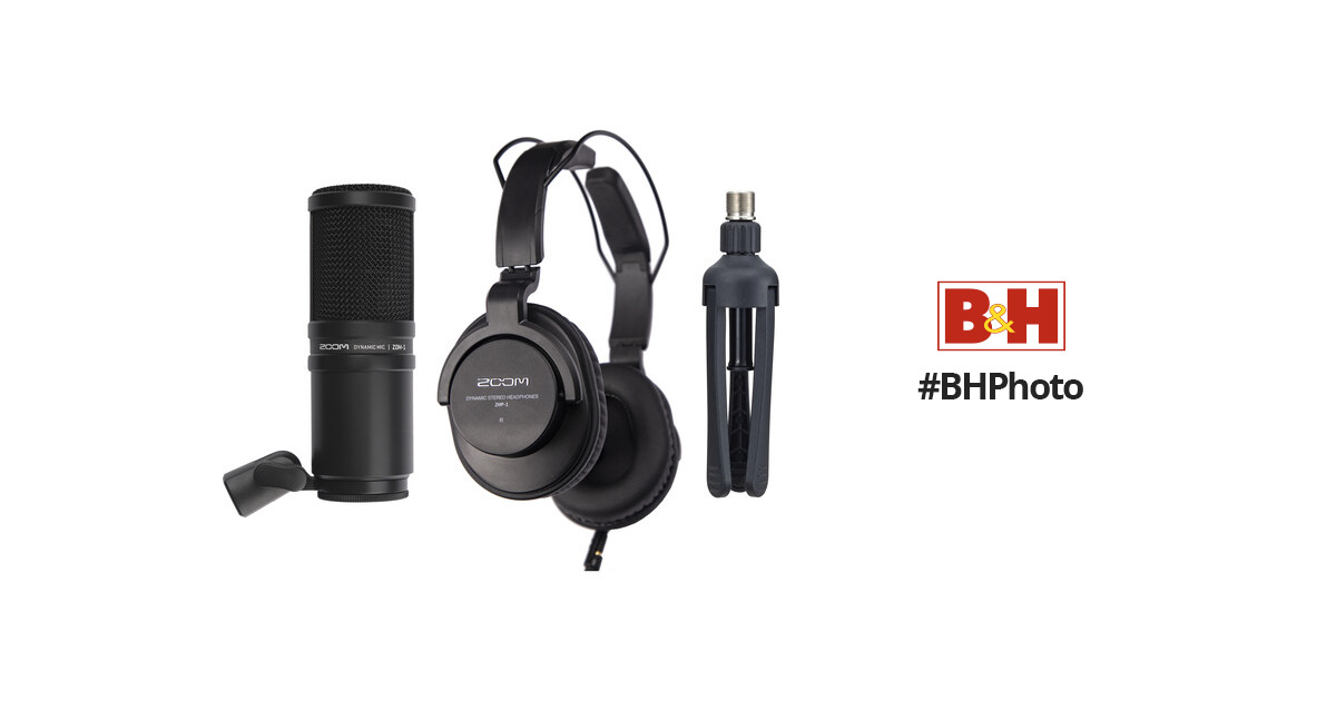 Zoom ZDM-1 Podcast Mic Pack with Headphones, Windscreen, XLR, and Tabletop  Stand