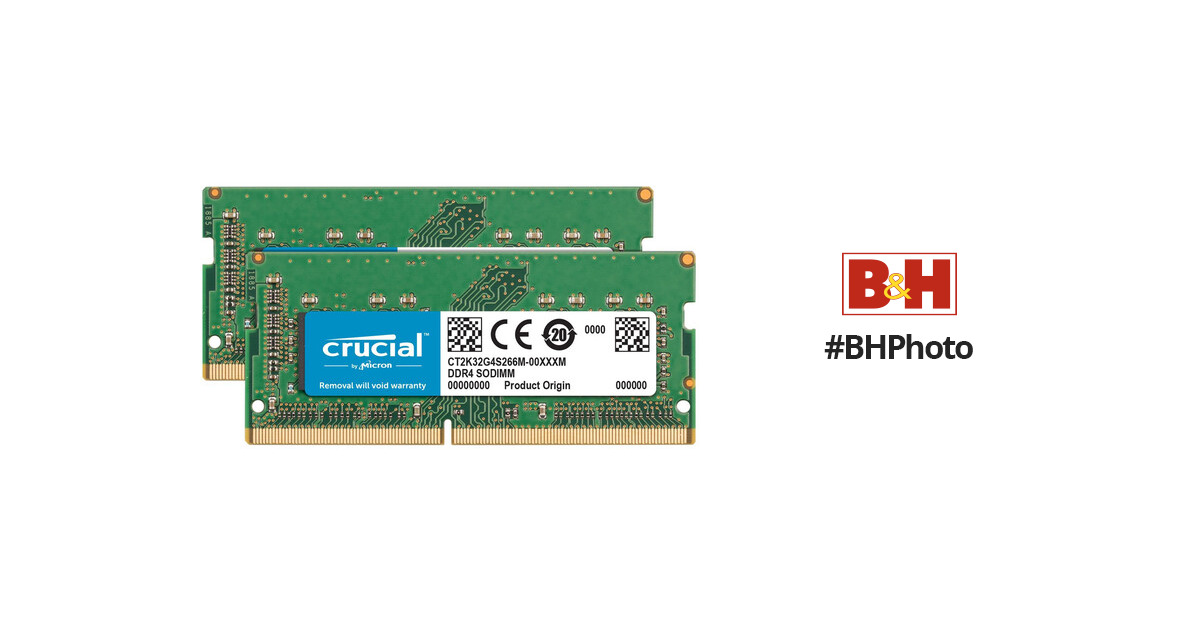 Crucial 64GB DDR4 2666 MHz SO-DIMM Memory Kit (2 x 32GB)
