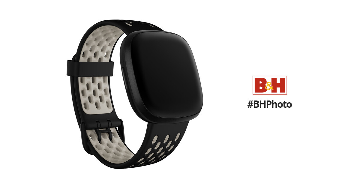 Fitbit Sport Band for Fitbit Sense & Versa 3, Large, Black/White