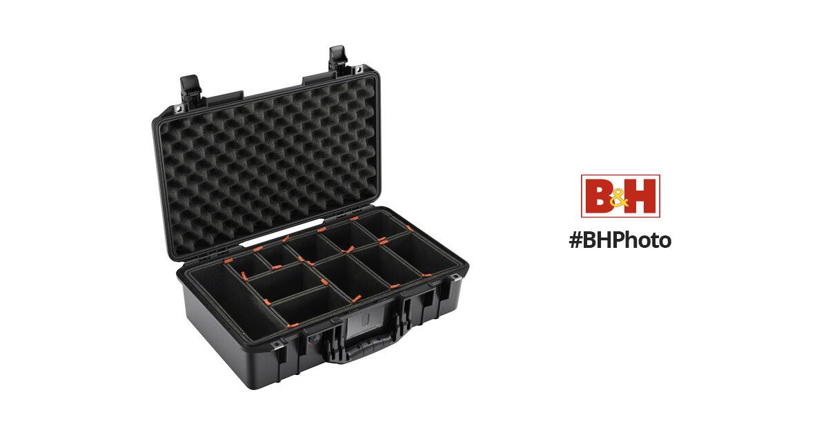 with TrekPak Divider System. Black Pelican 1525 Air case with Yellow Handle & latches 