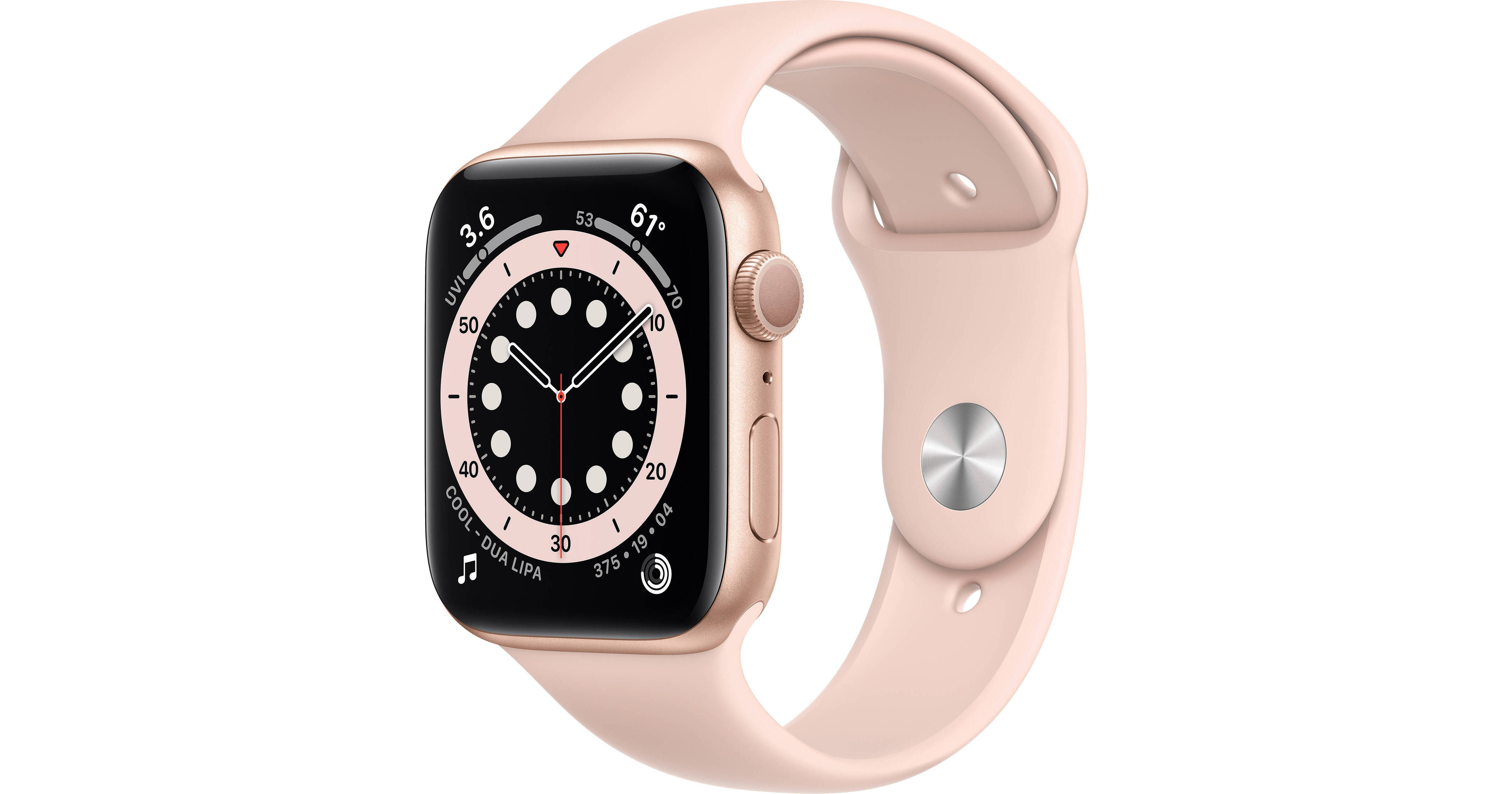 Apple Watch Series 6 (GPS, 44mm, Gold Aluminum, Pink Sand Sport Band)